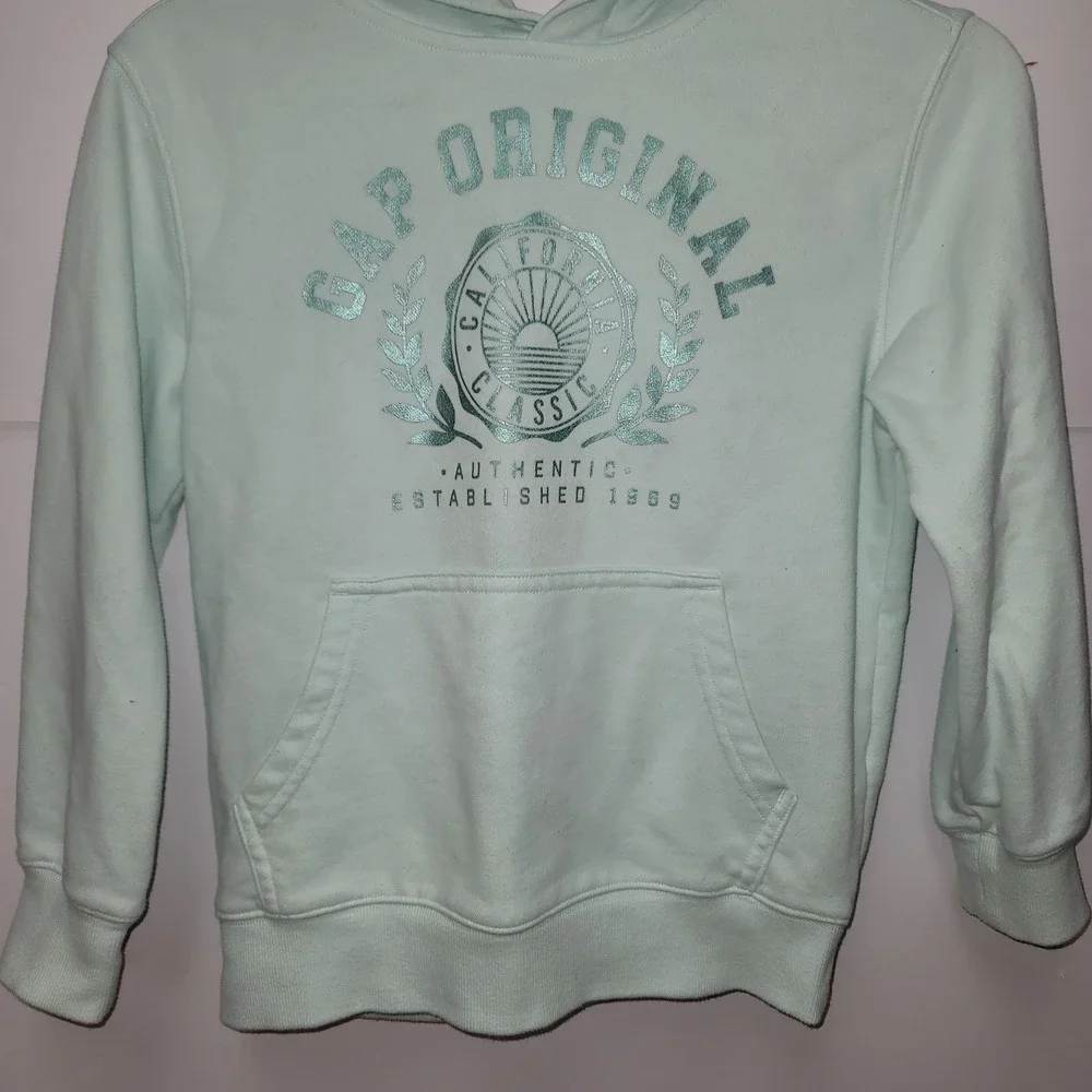 GAP Kids‎ Mint Green Hoodie M California Classic Graphic Sweatshirt Athleisure
